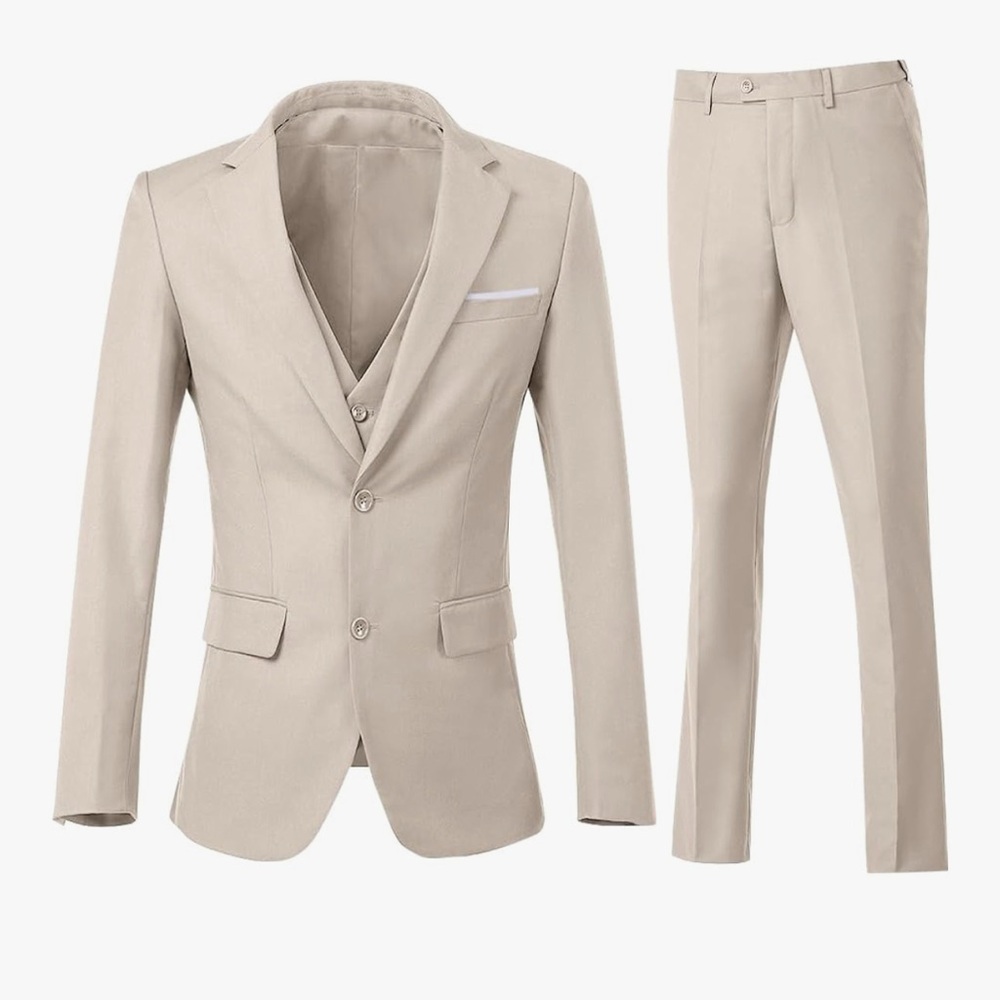 Amazon Tan Slim-Fit Suits with Notch Lapels